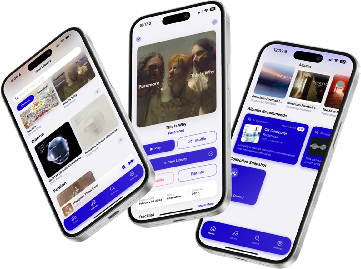 Albums app interface showcasing music collection features