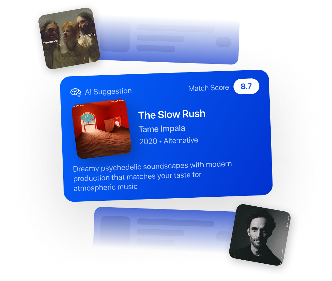 Albums app AI recommendations showing personalized music suggestions